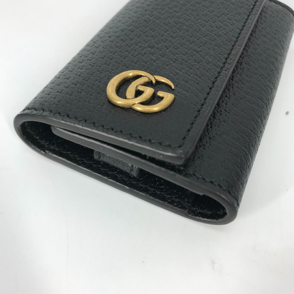 GUCCI Key case Key holder  435305 leather black GG Marmont six hooks Women Used Authentic