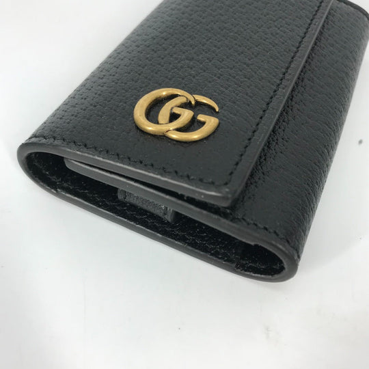 GUCCI Key case Key holder  435305 leather black GG Marmont six hooks Women Used Authentic