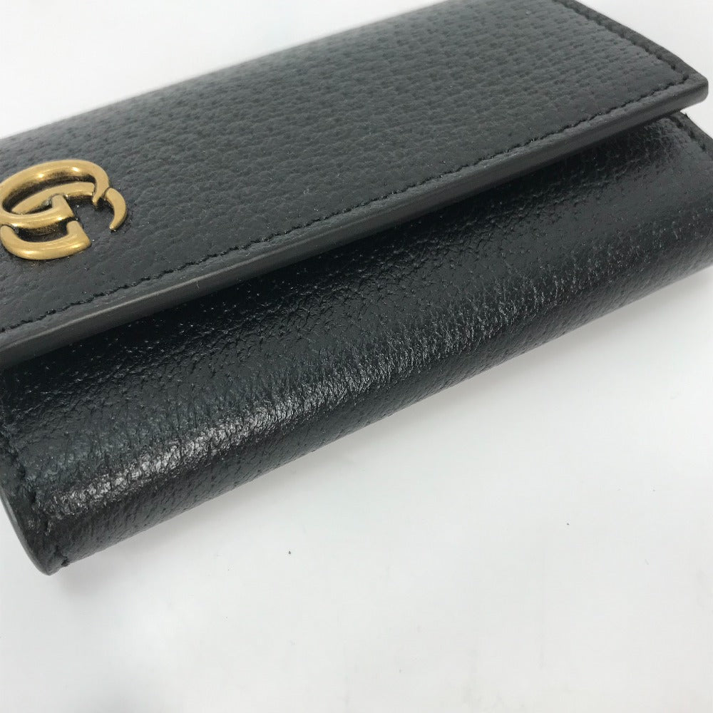 GUCCI Key case Key holder  435305 leather black GG Marmont six hooks Women Used Authentic