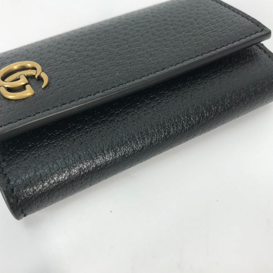 GUCCI Key case Key holder  435305 leather black GG Marmont six hooks Women Used Authentic