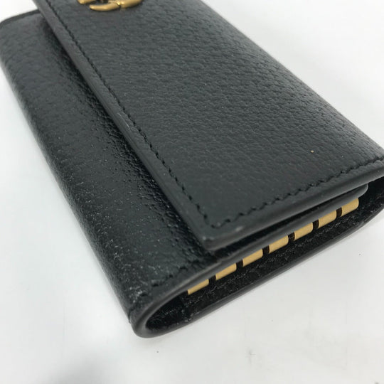 GUCCI Key case Key holder  435305 leather black GG Marmont six hooks Women Used Authentic