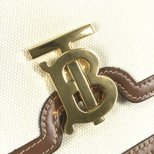 BURBERRY Shoulder Bag 8039365 Canvas / leather beige Bag 2WAY bag clutch bag TB Women Used Authentic