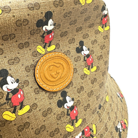 GUCCI hat 602978 GG Supreme Canvas Brown Mini GG DISNEY Mickey Mouse unisex(Unisex) L Used Authentic