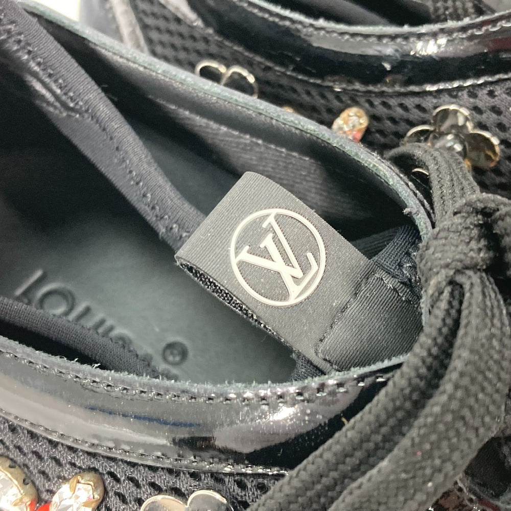 LOUIS VUITTON sneakers Enamel, Nylon black mesh Bijou Flower Sequin Beads Women 35.5 Used Authentic