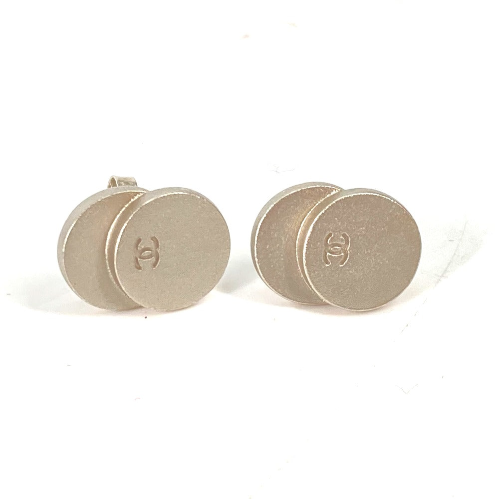 CHANEL Pierce metal Silver CC COCO Mark 99C Double circle Women Used Authentic