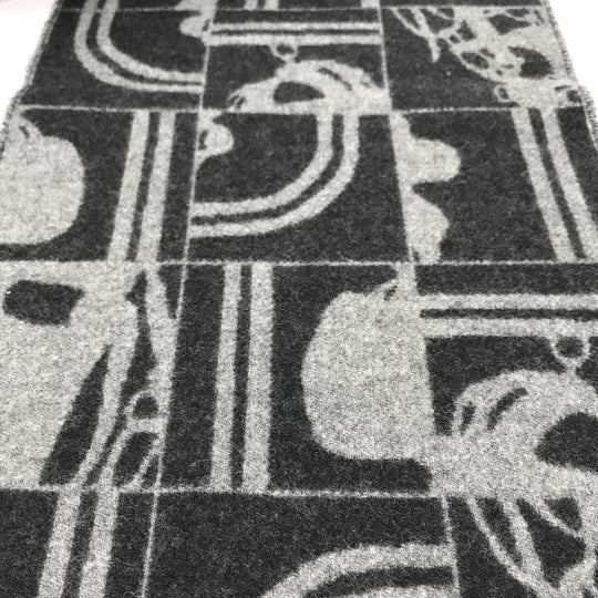 HERMES Scarf cashmere gray fringe Brides de Gala mens(Unisex) Used Authentic