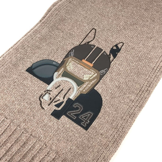 HERMES Scarf H393972T 03 Cashmere, Silk Brown Leather patch quarter bash mens Used Authentic