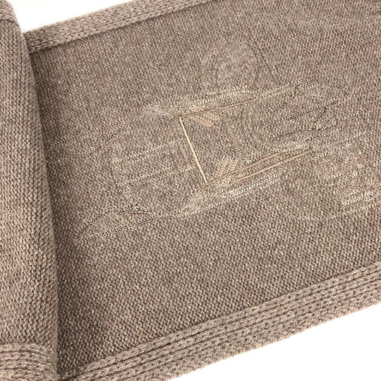 HERMES Scarf H393972T 03 Cashmere, Silk Brown Leather patch quarter bash mens Used Authentic