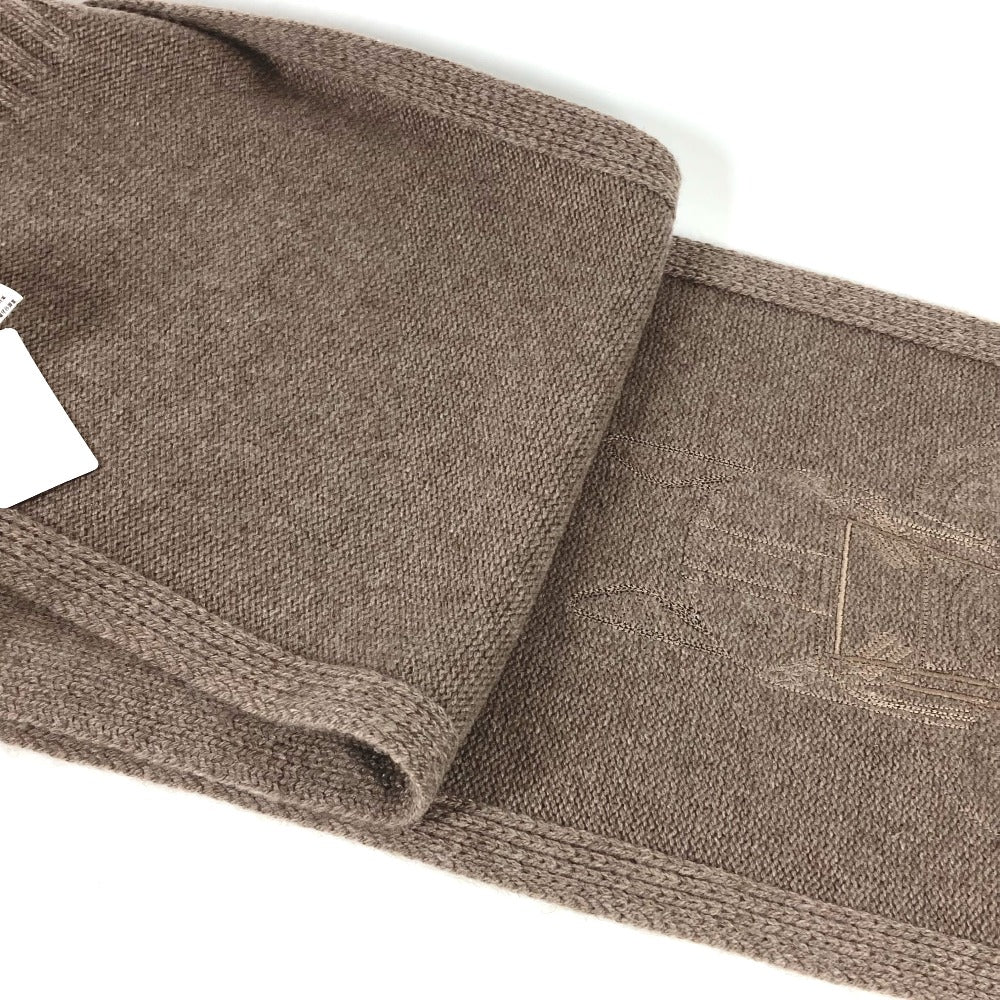 HERMES Scarf H393972T 03 Cashmere, Silk Brown Leather patch quarter bash mens Used Authentic