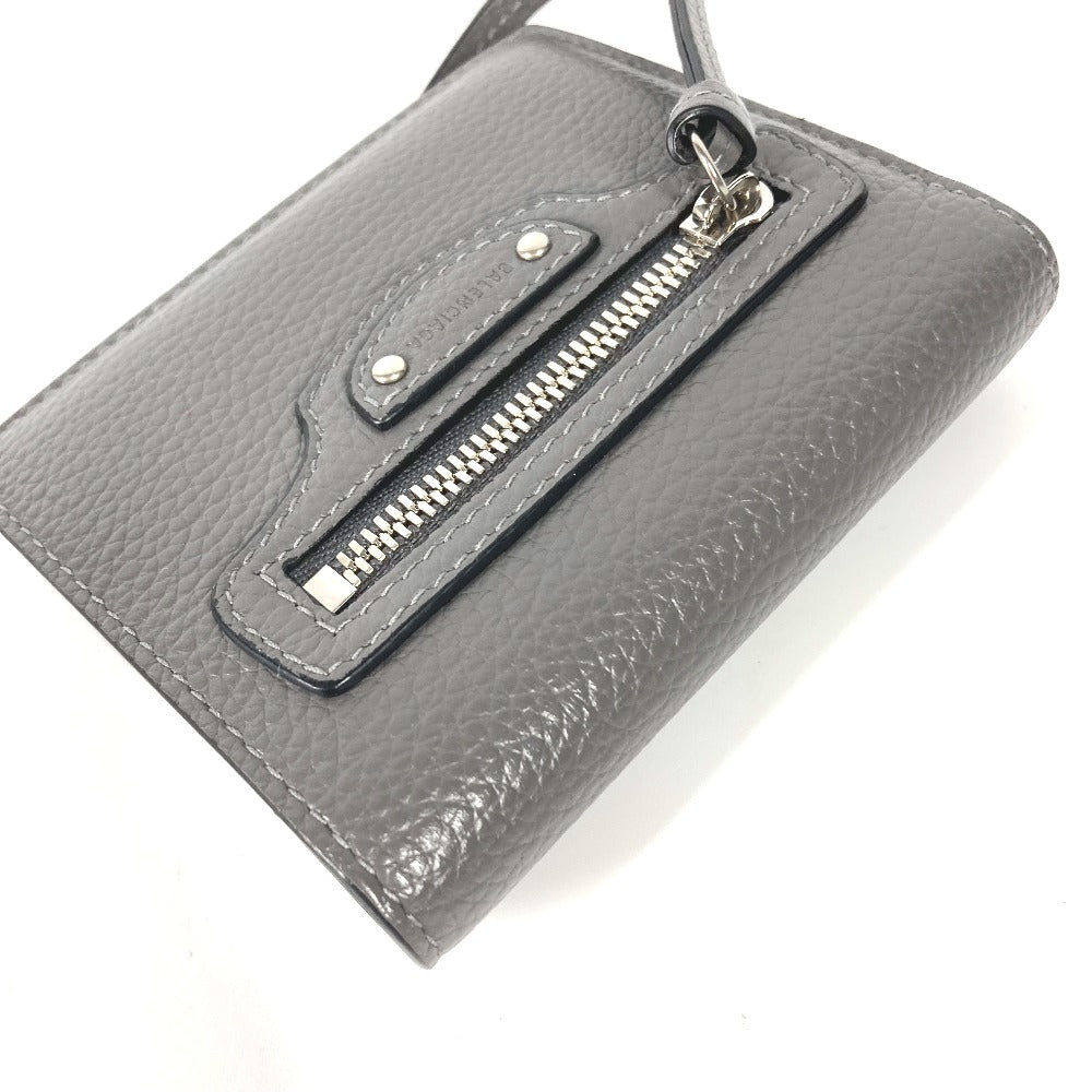 BALENCIAGA Folded wallet 640111 leather gray Neo classic Women(Unisex) Used Authentic