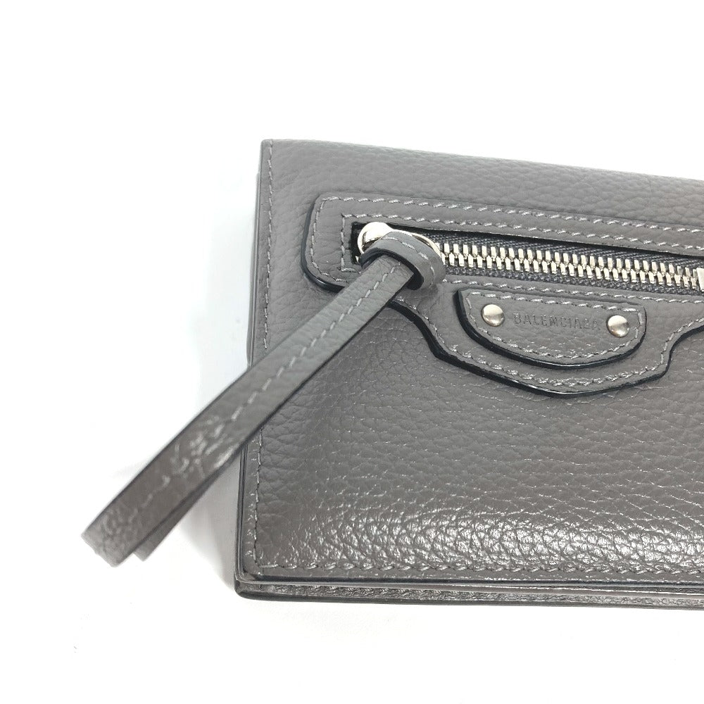 BALENCIAGA Folded wallet 640111 leather gray Neo classic Women(Unisex) Used Authentic