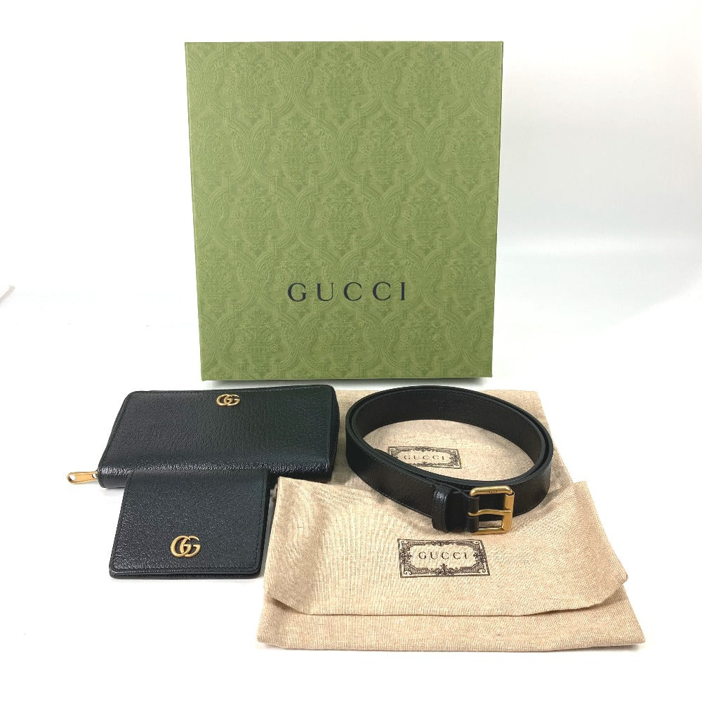 GUCCI Long Wallet Purse 699304 leather black Belt bag Waist bag GG mens Used Authentic