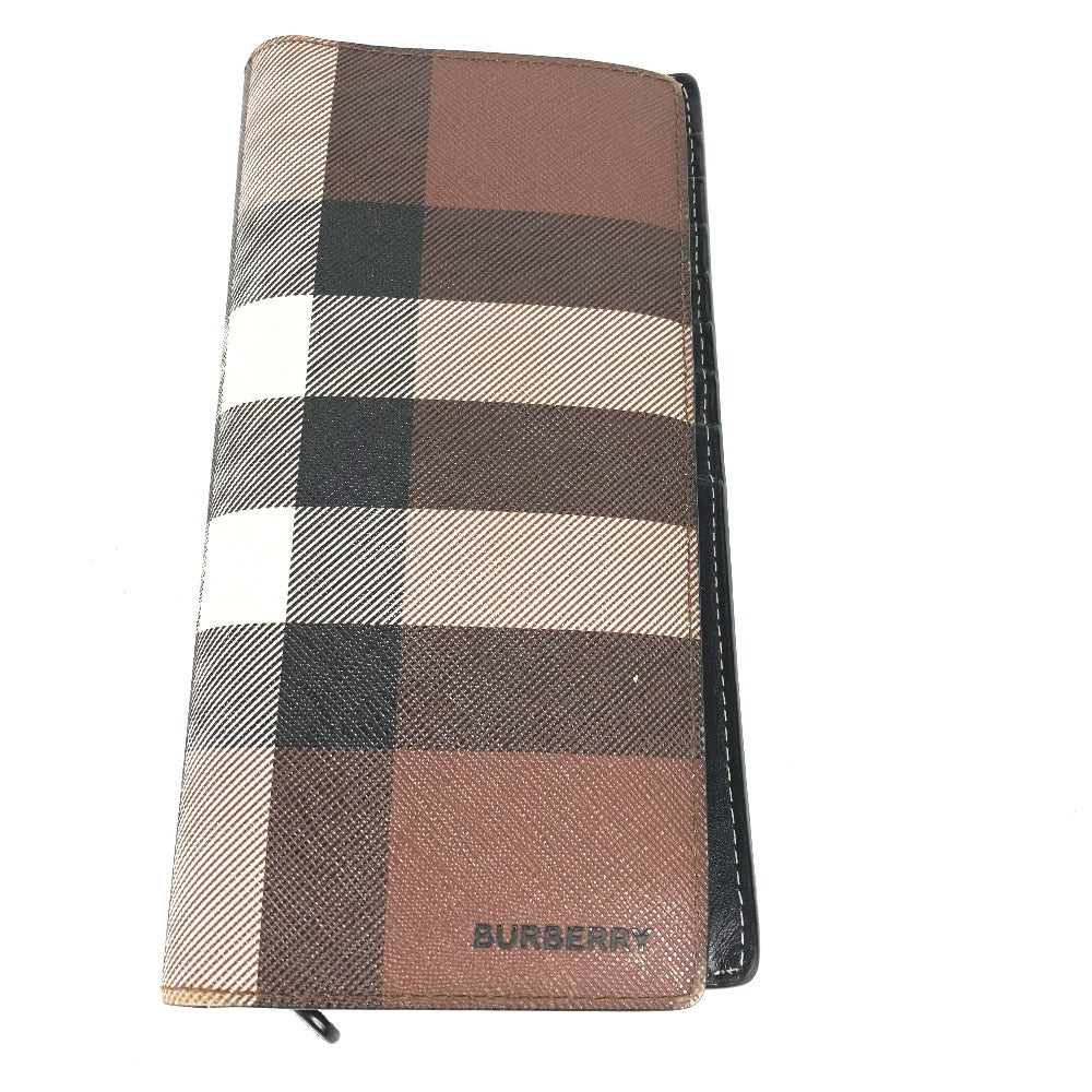BURBERRY Long Wallet Purse 8052803 PVC Brown Long wallet giant check mens Used Authentic