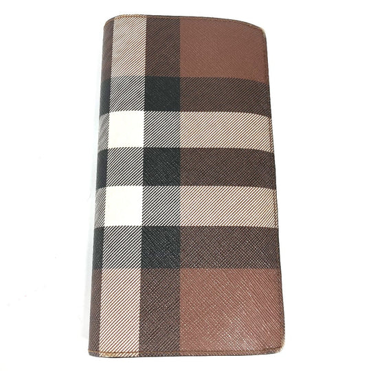BURBERRY Long Wallet Purse 8052803 PVC Brown Long wallet giant check mens Used Authentic