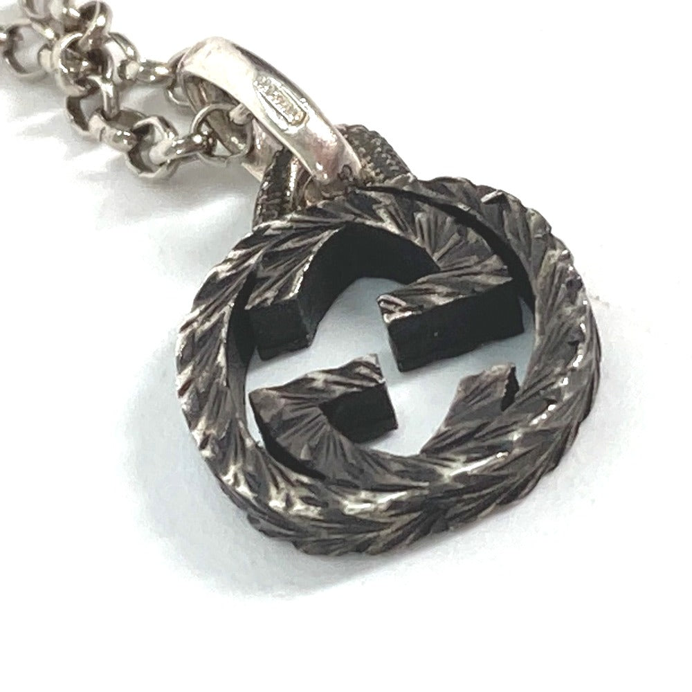 GUCCI Necklace SV925 Silver Arabesque Interlocking G Women Used Authentic