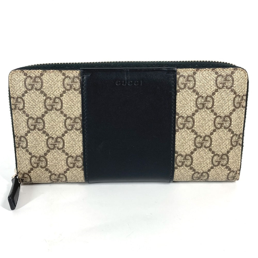 GUCCI Long Wallet Purse 451249 PVC leather beige GG Supreme Long wallet Women Used Authentic