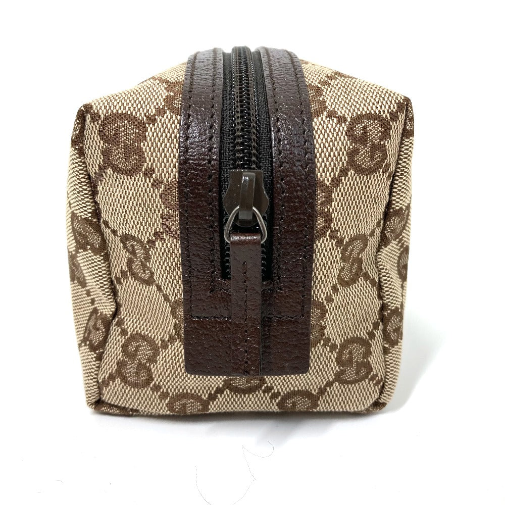 GUCCI Pouch 29595 GG canvas / leather Beige x dark brown GG Women Used Authentic