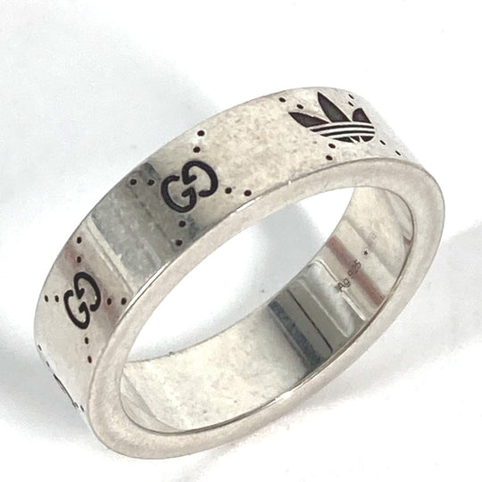 GUCCI Ring 702766 AG925 Silver Adidas adidas collaboration Engraving Wide Ring mens 21 Used Authentic