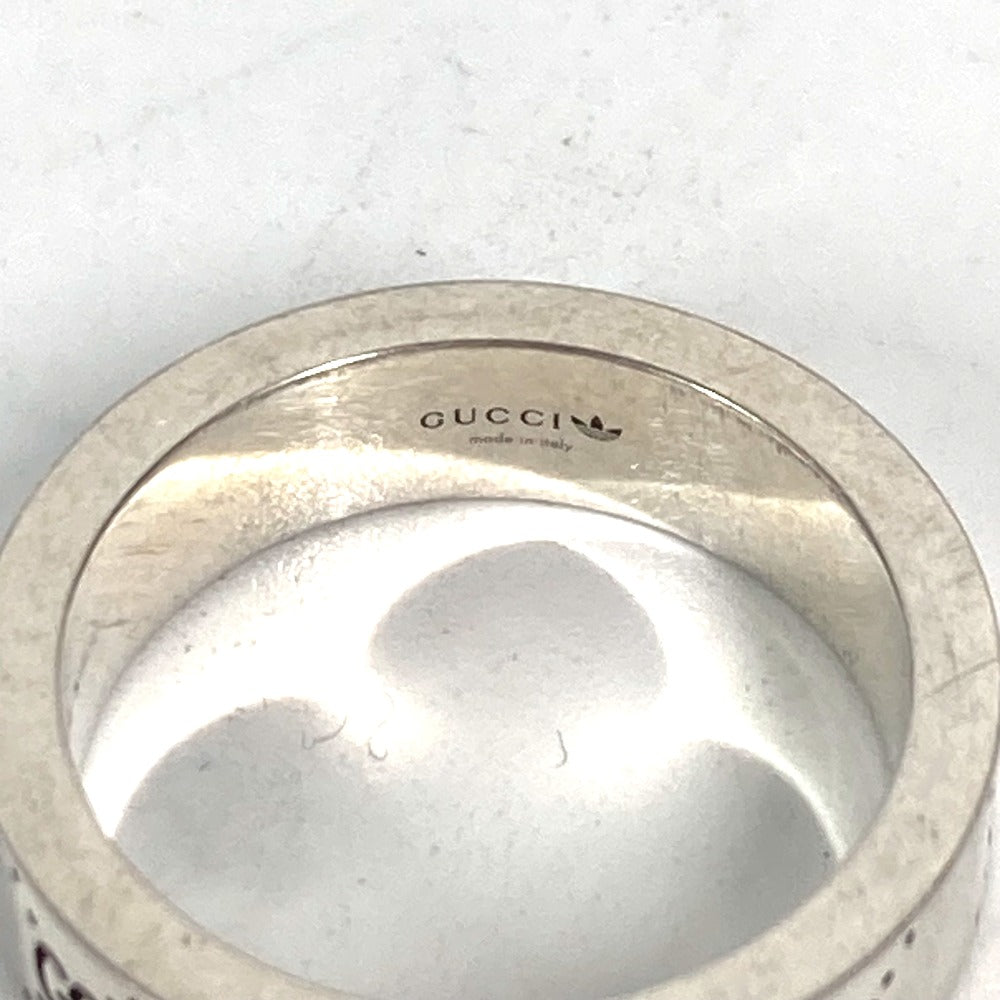 GUCCI Ring 702766 AG925 Silver Adidas adidas collaboration Engraving Wide Ring mens 21 Used Authentic