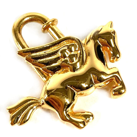 HERMES Pendant top Gold Plated gold Cadena Pegasus Women Used Authentic