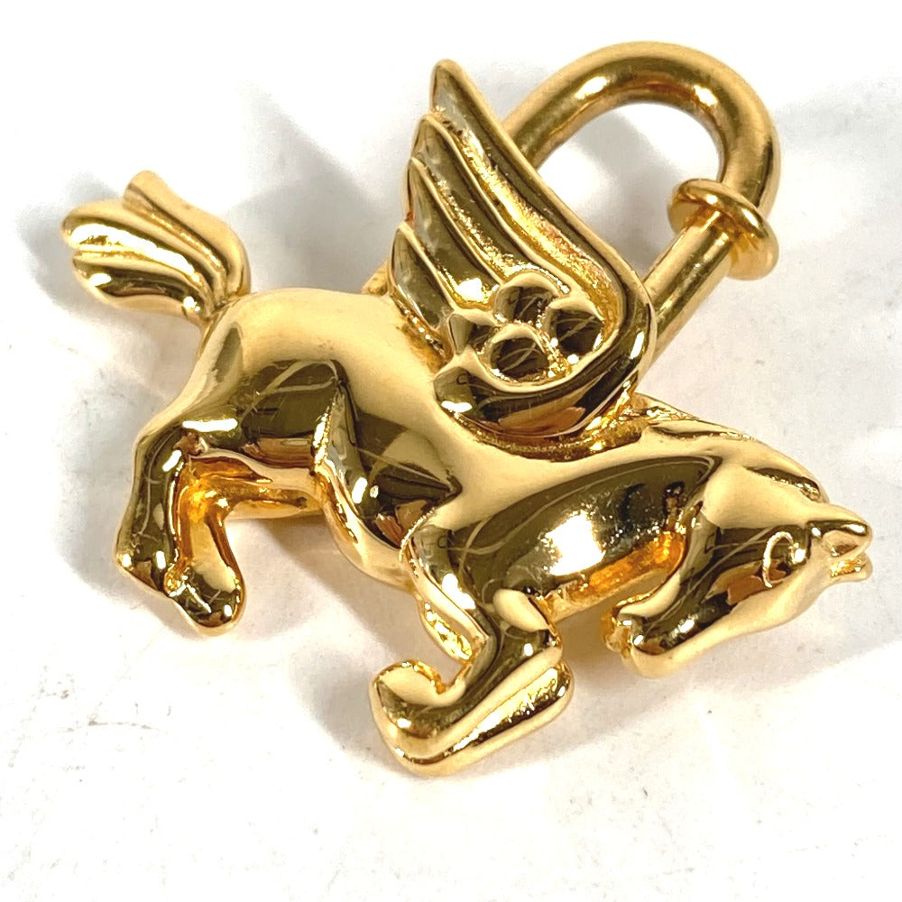 HERMES Pendant top Gold Plated gold Cadena Pegasus Women Used Authentic