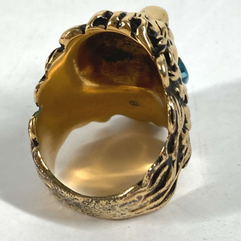 GUCCI Ring 402763 metal gold Lion Animal Lion with Stone Women 19 Used Authentic