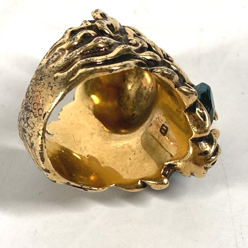GUCCI Ring 402763 metal gold Lion Animal Lion with Stone Women 19 Used Authentic