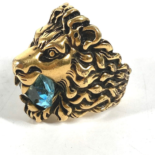 GUCCI Ring 402763 metal gold Lion Animal Lion with Stone Women 19 Used Authentic