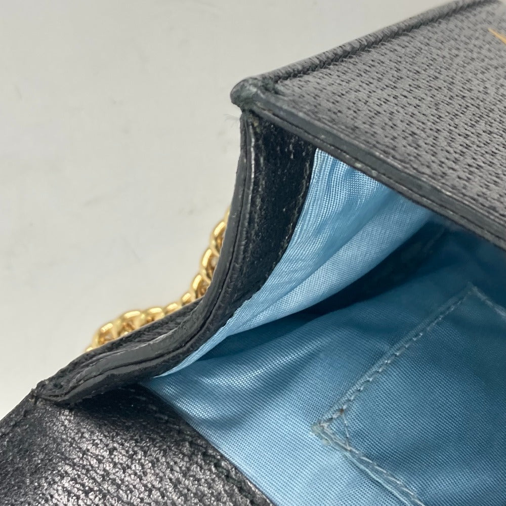 GUCCI Shoulder Bag 432182 leather black Crossbody bag pochette PADLOCK BEE Women Used Authentic