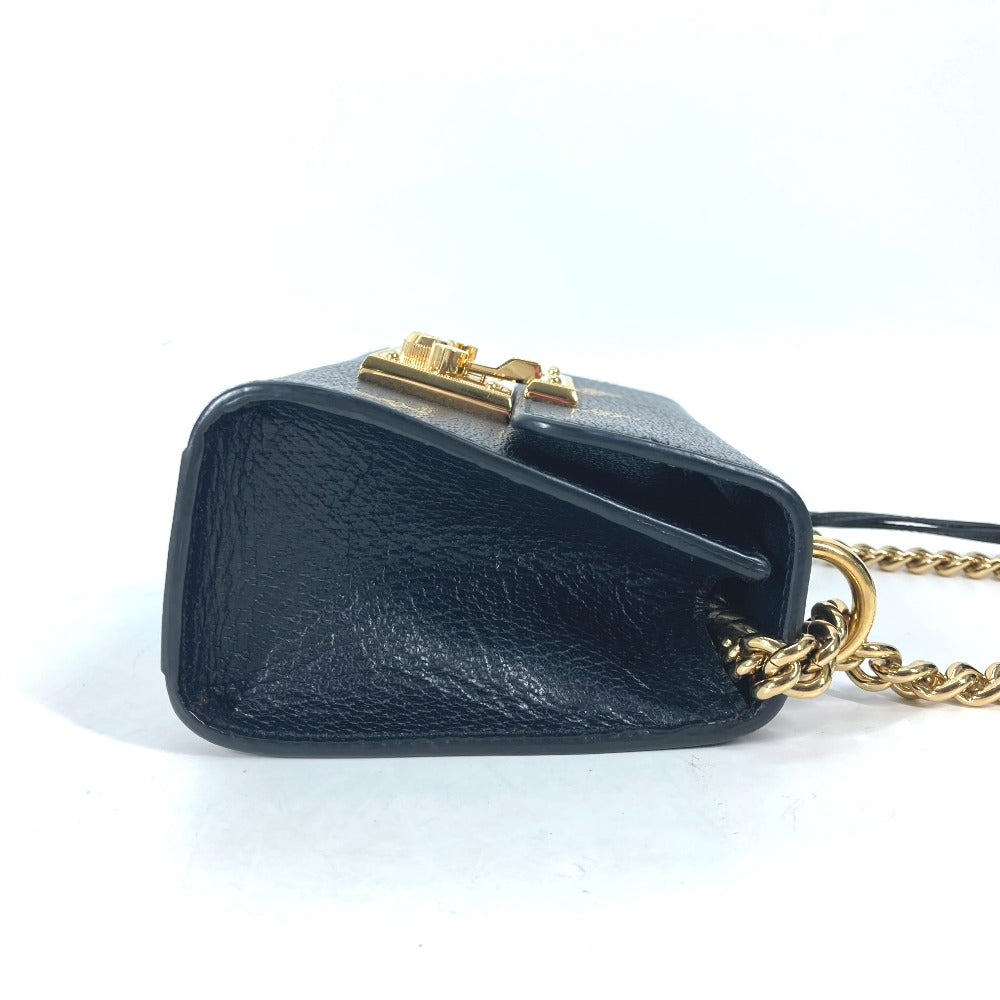 GUCCI Shoulder Bag 432182 leather black Crossbody bag pochette PADLOCK BEE Women Used Authentic