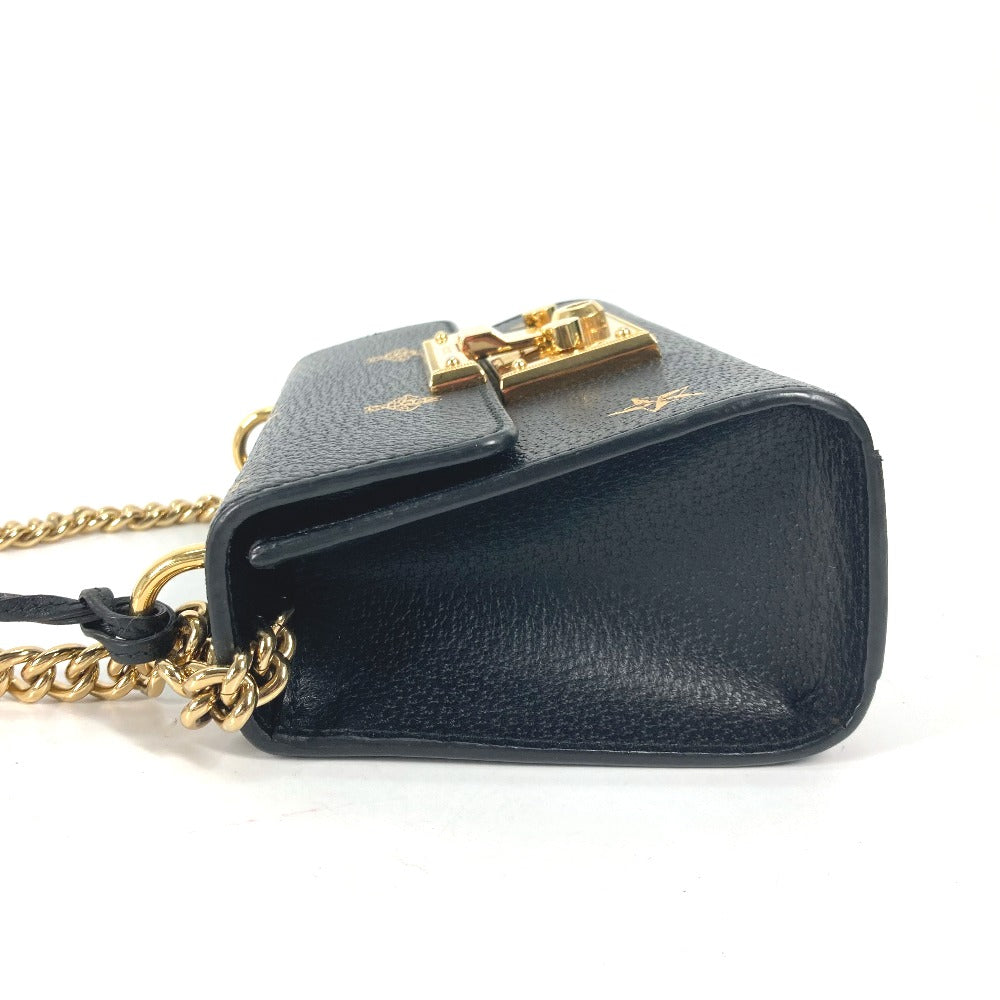GUCCI Shoulder Bag 432182 leather black Crossbody bag pochette PADLOCK BEE Women Used Authentic