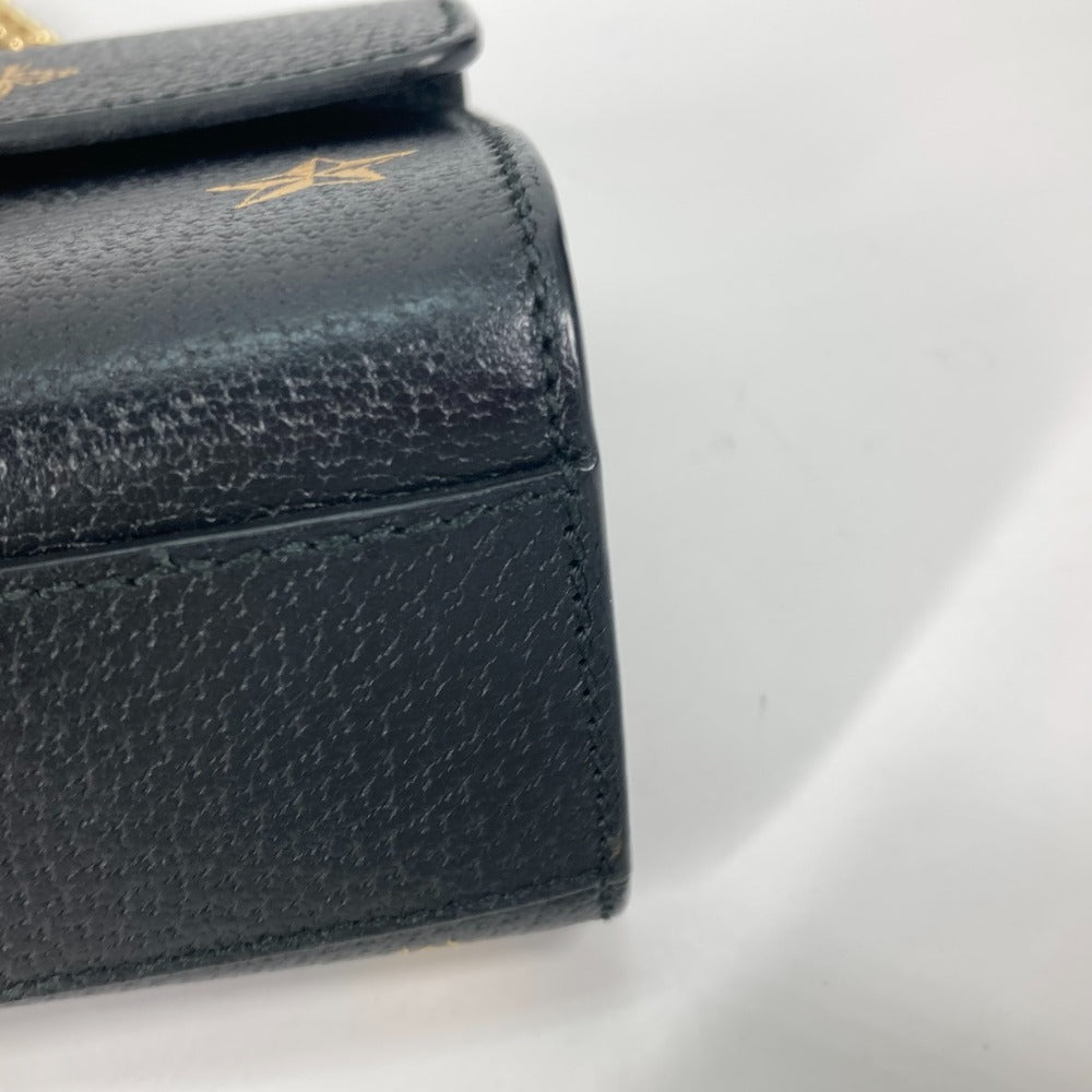 GUCCI Shoulder Bag 432182 leather black Crossbody bag pochette PADLOCK BEE Women Used Authentic