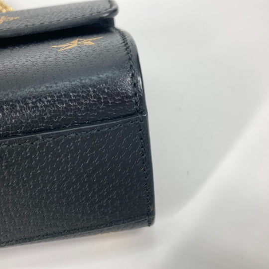 GUCCI Shoulder Bag 432182 leather black Crossbody bag pochette PADLOCK BEE Women Used Authentic