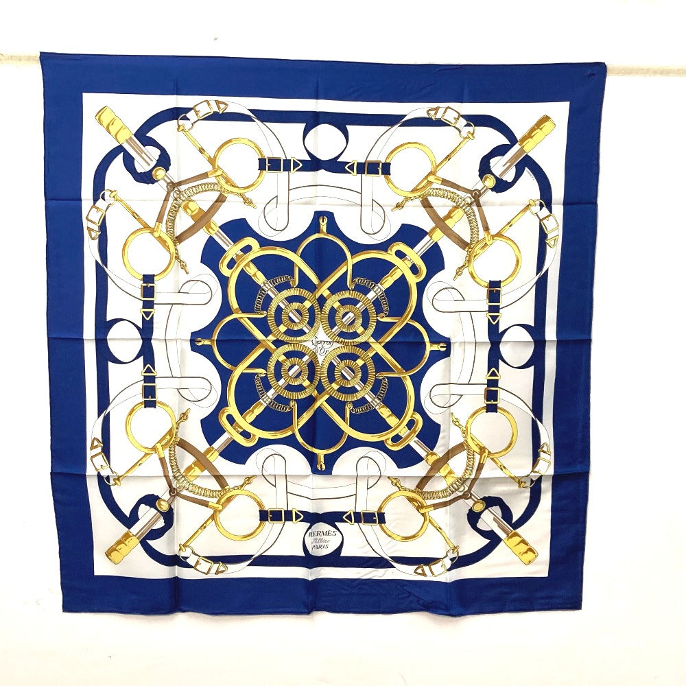 HERMES scarf silk Red The Evolution of Horse-Drawn Carriages Carre90 Women Used Authentic