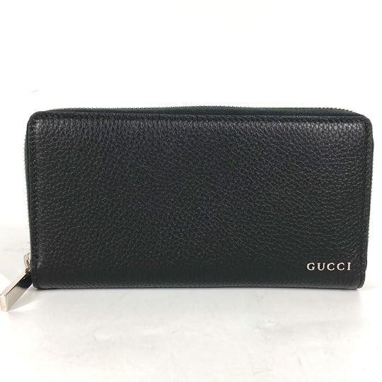 GUCCI Long Wallet Purse 771154 leather black Long wallet logo zip around wallet mens Used Authentic
