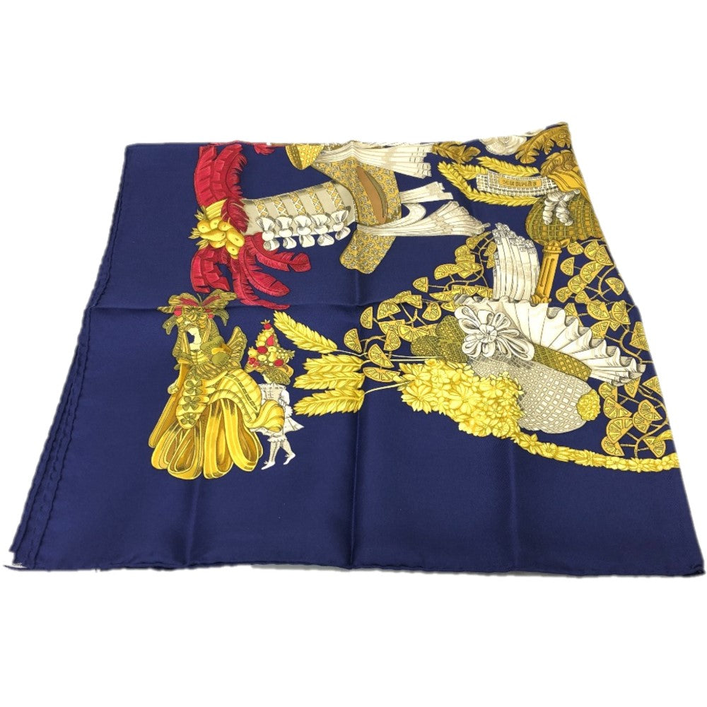 HERMES scarf silk blue Carre 90