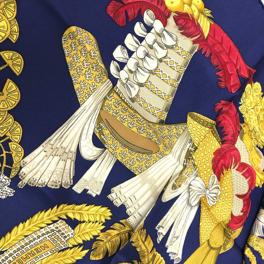 HERMES scarf silk blue Carre 90