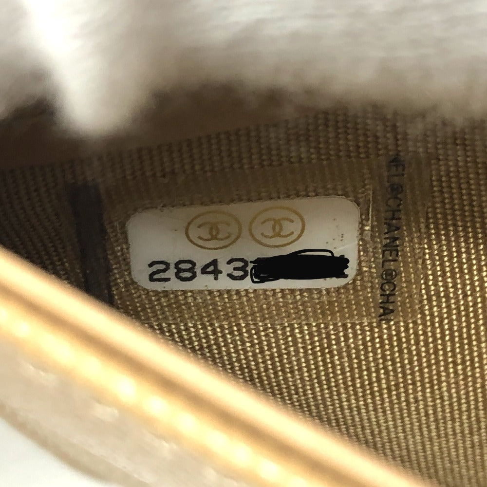 CHANEL Long Wallet Purse Caviar skin beige Long wallet Studs logo Women Secondhand Authentic