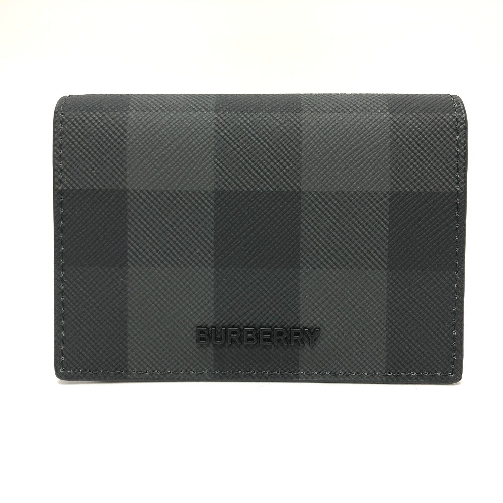 BURBERRY Card Case Leather, PVC black check mens Used Authentic