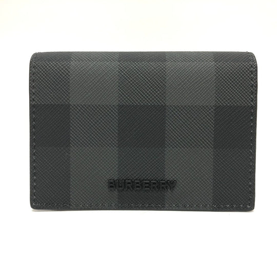 BURBERRY Card Case Leather, PVC black check mens Used Authentic