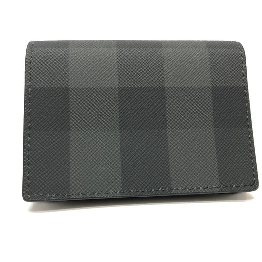 BURBERRY Card Case Leather, PVC black check mens Used Authentic