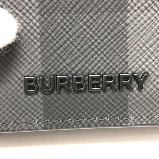 BURBERRY Card Case Leather, PVC black check mens Used Authentic