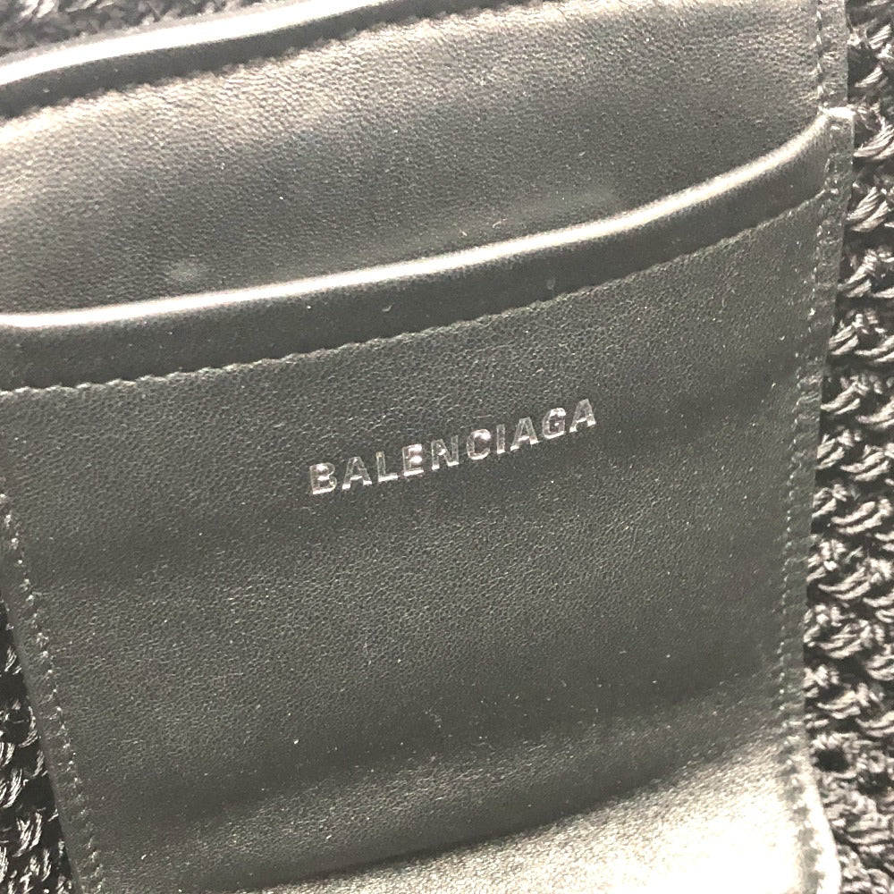 BALENCIAGA Shoulder Bag 695612 Nylon, Lambskin black Ibiza small basket bag Women Used Authentic