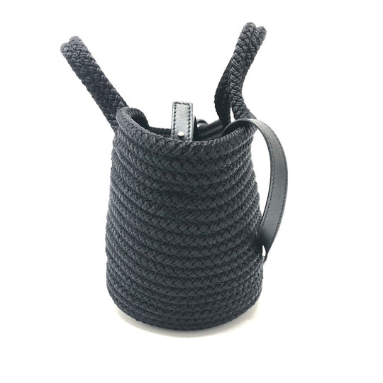 BALENCIAGA Shoulder Bag 695612 Nylon, Lambskin black Ibiza small basket bag Women Used Authentic