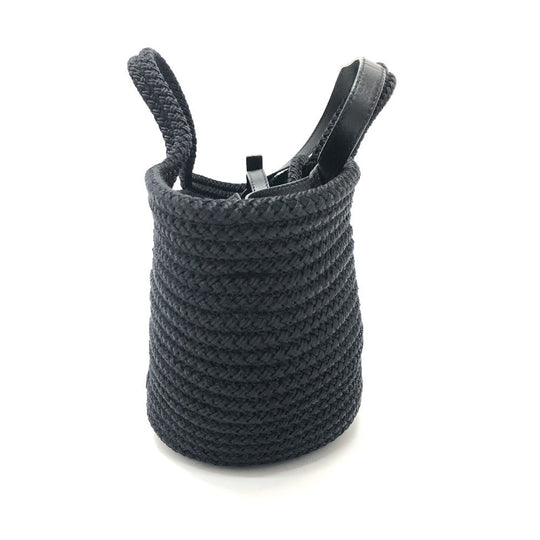 BALENCIAGA Shoulder Bag 695612 Nylon, Lambskin black Ibiza small basket bag Women Used Authentic