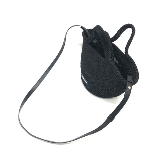 BALENCIAGA Shoulder Bag 695612 Nylon, Lambskin black Ibiza small basket bag Women Used Authentic