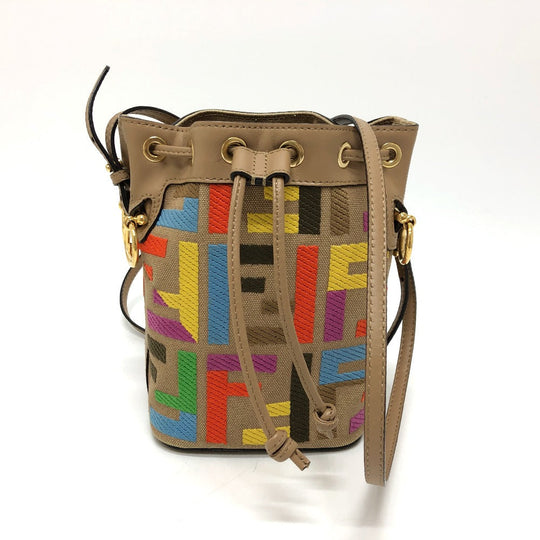 FENDI Shoulder Bag 8BS010 Canvas / leather multicolor Zucca Bucket bag Women Used Authentic