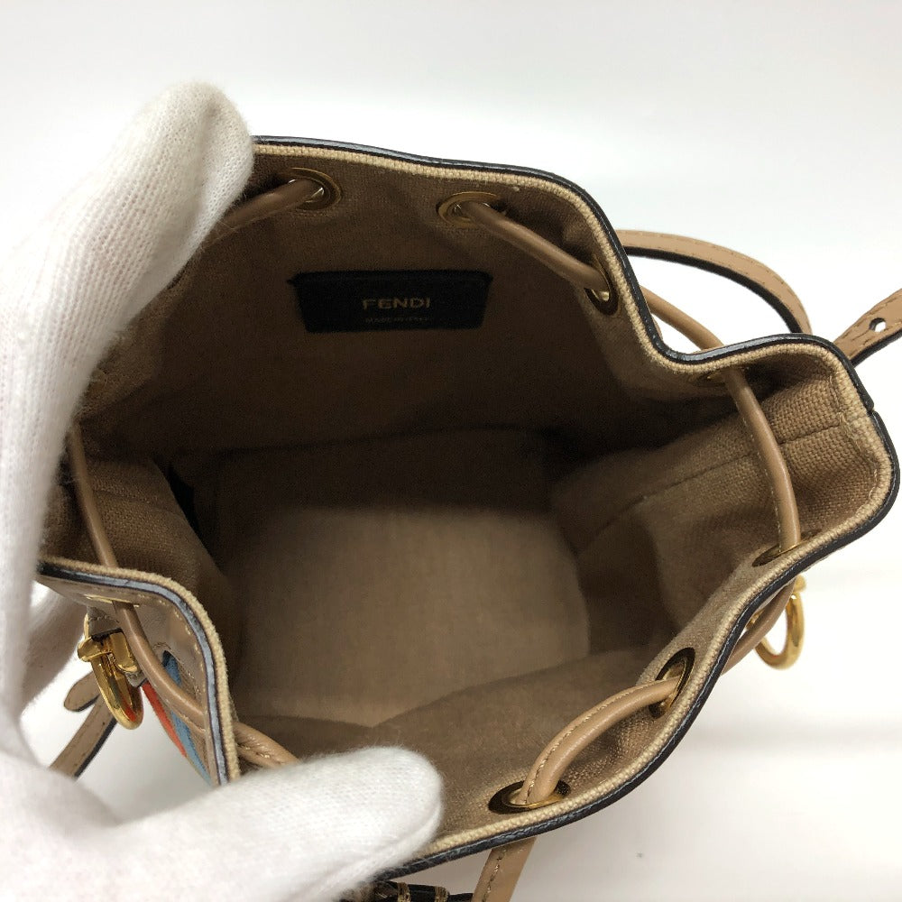 FENDI Shoulder Bag 8BS010 Canvas / leather multicolor Zucca Bucket bag Women Used Authentic