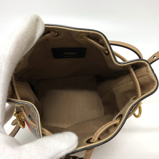 FENDI Shoulder Bag 8BS010 Canvas / leather multicolor Zucca Bucket bag Women Used Authentic