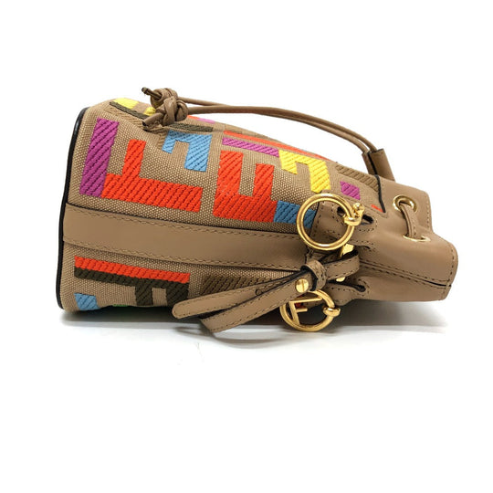 FENDI Shoulder Bag 8BS010 Canvas / leather multicolor Zucca Bucket bag Women Used Authentic